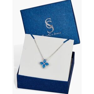Savvy Cie Jewels Blue Agate Flower Pendant Necklace